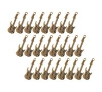 100pcs Mini Guitar Charm Zinc Alloy Accessory for DIY Craft Projects | Retro Brown Guitar Shape, Delicate Decorative Piece for Jewelry Making, Phone Shells, Creative Hands-on Work