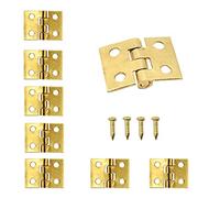 100Pcs Mini Hinges Brass Folding Hinge Connectors 180-Degree Rotation Hardware Hinges with Screws Gold for Cabinets Drawers Wooden Boxes Handicrafts Toy Houses