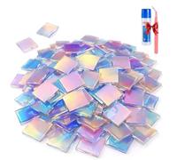100PCS Mini Holographic Acrylic Blocks 1/8" Thick, 3/4x3/4 Rainbow Acrylic Sheet, Double-Sided Iridescent Holo Plexiglass Tiles for DIY Craft, Rainbow Holo Plexiglass Tile (0.75 * 0.75in,100PCS)