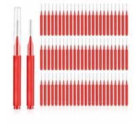 100PCS Mini Interdental Brushes Red, 0.5 mm Red Tooth Picks Brush, Ultra Fine Dental Brushes for Teeth and Daily Oral Care, Interdental Brushes for Braces, Bridges, Implants, with Protective Caps