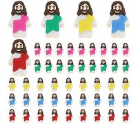 100Pcs Mini Jesus Figures PVC Plastic Hide and Seek Doll Jesus Loves You Bright Color Smooth Surface Mini Doll Figure Religious Little God Bless You for School Outdoor Activity Cupcake Supplies