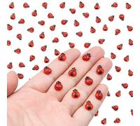 100PCS Mini Ladybug Decor for Dollhouse Resin Tiny Ladybugs for Crafts Micro Miniature Ladybug for Fairy Garden Dollhouse Micro Landscaping Decoration