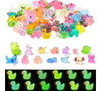 100PCS Mini Luminous Resin Animals Mini Ducks,Tiny Resin Animals Miniature Little Small Plastic Ducks Glow in the Dark for Dollhouse Decor Accessories Garden Micro Landscape Aquarium Potted Tiny Homes