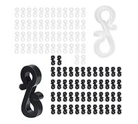 100Pcs Mini Plastic Gutter Hooks, Black White, S Clip Hooks, Outdoor Lights Hooks for on Wedding Christmas Halloween Garden Tree Home Decoration