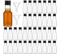 100PCS Mini Plastic Liquor Bottles, 25 ml Clear Shot Bottle with Screw Aluminum Lids & 2 Funnels,Small Empty Shots Alcohol Spirit Containers, Reusable Spirit Shot Bottles for Party Sampling Storage