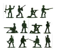 100PCS Mini Plastic Soldier Figures, 12 Different Poses, Green & Red Miniature Military Figures for Display, Collection & Diorama Scenes, Suitable for Ages 15+