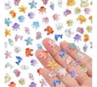 100Pcs Mini Resin Animal Figures, Miniature Plastic Animals, Mini Sea Animals, Miniature Ocean Figurines, Resin Tiny Ocean Creature Figurines for Aquarium Decor DIY Fish Tank Potted Micro Fairy Garden