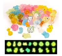 100PCS Mini Resin Animals, Colourful Little Mini Creatures Mixed Resin Ducks Frogs Owls Elephants Giraffes for Fairy Garden Aquarium Dollhouse DIY Decor, Small Figurines Miniature Animal Set