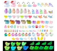 100Pcs Mini Resin Animals Glow in the Dark Tiny Animal Figures for Miniature Fairy Gardens, Micro Landscapes, Aquariums, Bonsai & Fish Tank Decorations(Einhorn)