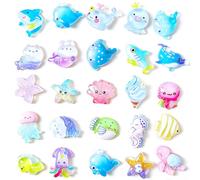 100Pcs Mini Resin Animals Mixed, Cute Ocean Mini Animals Figures, Luminous Tiny Figures with Cartoon Face, Glow In Dark Small Resin Animals for DIY Craft, Dollhouse & Micro Landscape Decor