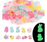100pcs Mini Resin Animals, Tiny Small Miniature Animals Bulk Figures to Hide Glow in the Dark Luminous Garden Accessories Landscape for Moss Patio Home Dollhouse Decoration Crafts