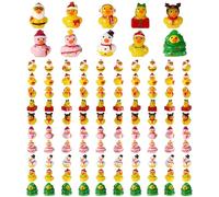 100pcs Mini Resin Christmas Ducks Bulk, Assorted Tiny Winter Ducks Figurines Little Small Miniature Duck Figures Decoration for Xmas Holiday Decorations Christmas Stocking Stuffers Party Favors Gifts