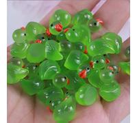 100pcs Mini Resin Duck,15 mm Dollhouse Décor Glow in The Dark for Aquarium Decor Micro Fairy Garden Landscape Hide,Seek Party Toys,Easter Basket Stuffer, Gift for All Ages (Green)