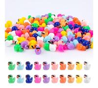 100pcs Mini Resin Duck, Cute Mini Resin Ducks with Sunglasses Miniature Ducks For Crafts Duck Resin Figures for Garden Aquarium School Dollhouse Potted Decorations (10 Colors)