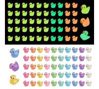 100PCS Mini Resin Ducks, Colorful Luminous Tiny Ducks, Cute Little Ducks, Duck Ornaments, Miniature Duckies Figures Kit for Aquarium Garden, Garden Party, Dollhouse Deracoration DIY Craft(10 Colors)