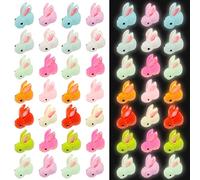 100Pcs Mini Resin Luminous Bunny Figurines, Mini Resin Rabbit Figures Glow in The Dark, Luminous Miniature Bunny Figures, Decorative Tiny Bunny Statue for Birthday Party Home Bedroom Decoration