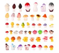 100pcs Mini Resin Mushrooms, 50 Style Tiny Small Mushrooms Figurines Miniature Figures Trinkets Toy Decorations for Vase Filler Micro Landscape Fairy Garden Dollhouse Terrarium Decor Accessories