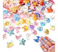 100pcs Mini Resin Sea Animals Mini Ocean Figurines Marine Miniature Aquarium Ornaments Decorations Resin Animals Tiny Ocean Creature Figurines for Aquarium Decor DIY Fish Tank Potted Fairy Garden