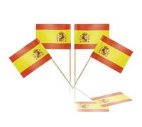 100Pcs Mini Spain Flags on Sticks, Toothpick Flags for Sandwich Cheese Food Label, Spain Cupcake Toppers Countries Nation European Cocktail Sticks Royal Event Spain Table Decor