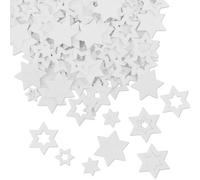 100pcs Mini Wood Five-Pointed Star Decorations, Small Wooden Christmas Ornaments Miniature Snowflake for Crafts Tiny Tree Hanging Table Decoration Winter Party Table Decor for Holiday Home Kitchen