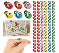 100Pcs Mini Wooden Bees Ladybugs Set,Self Adhesive Bee Ladybug Stickers,Small Decoration Wooden,for Crafts Microlandscape Scrapbooking Cardmaking DIY Ornaments Party Decor(Colorful,bee)