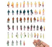 100Pcs Miniature People Figurines, 1:150 Scale Mini People Figures, Tiny Architectural Model Train Figures with Multicolor Painted Details, for Dollhouse Diorama Christmas Village Miniature Scenes