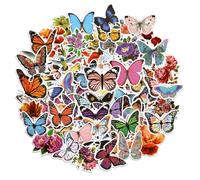 100pcs Mixed Butterfly Flower Stickers - Waterproof Small Spring Floral for Water Bottles, Travel Luggage, Laptop, Scrapbooking, Crafts - Kids and Adults