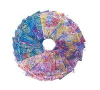 100Pcs Mixed Color Coral Pattern Organza Bags Wedding Party Gift Favor Bag Jewelry Pouches for Christmas (10x15cm)…