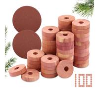 100Pcs Moth Repellent for Wardrobes, Cedar Wood Rings Moth Repellent, with Sandpaper, Naturally Scented Wardrobe Fresheners, for Storage Box, Drawers, Luggage, Wardrobe Storage Clothes