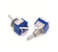 100Pcs MTS-202 6 Pin 2 Position Toggle Switches ON-ON DPDT Toggle Switch MTS202 Blue 6A/125V 3A/250V AC