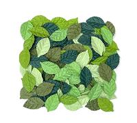 100PCS Mulberry Paper Leaves, Artificial Green Rose Leaves for DIY Crafts, Scrapbooking, Card Making, Floral Arrangements, Wedding Decorations, Handmade Leaf Embellishments, 45 x 25mm Green Tone