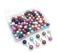 100Pcs Multi-Colored Pins Map Push Pins Pearl Head Push Pins Office School Supplies for Map Cork Notice Board Marking