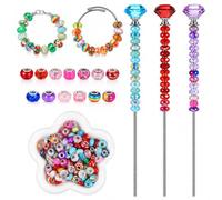 100Pcs Multicolor Beads with Large Holes, European Beads, Spacer Bead | Craft Big Beads, Lampwork Murano Fairy Wand Garden Bead, for DIY Pens Bracelet Keychain Jewelry Making Decoration Supplies