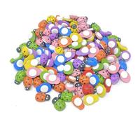 100pcs MultiColour Mini 9x12mm Self Adhesive Wooden Ladybird Ladybugs Craft Card Wood Toppers