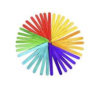100pcs Multicoloured Lollipop Sticks 5.9 inch, Wood Craft Sticks, Lolly Sticks for Home and School Crafts, Coloured Popsicle Sticks, DIYArts and Handwork, Garden Identifiers, Classroom Art Supplies
