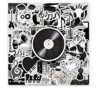 100Pcs Music Stickers, Black & White Creative Notes Waterproof Decor DIY Notebook Laptop Phone Case Luggage Bike Water Bottle Stickers, Music Gift, Rock Party Decor