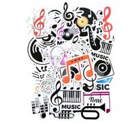 100PCS Music Stickers, Vinyl Musical Note Aesthetic Scrapbook Stickers Fun DIY Decoration Sticker for Guitar Luggage Laptop Phone
