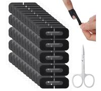 100PCS Nail Polish Protector for Fingers, U-Shaped Nail Protectors with Scissors, UV Protection Cuticle Protector for Nails Painting, Peel Off Nail-Tape for French Tip, Nail-Art, Airbrush, Gel (Black)