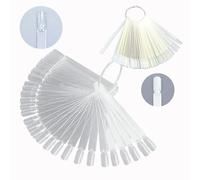 100PCS Nail Swatch Stick With a Ringsnail Colour Display Tips,Suitable Practice Nails DIY Samples Sticks，Popular Display Multicolored Nails Samples Nail Stuff（White Sransparent）