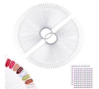 100pcs Nail Swatches with Number Sticks, Nail Swatch Sticks with Organizer Ring, Clear Nail Polish Colour Display Practice Salon Display Tips
