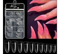 100Pcs Nails Tips Curved Extension Claw Thick Claw Deeply Curved Almonds French Tips Soft False Extension Festival Nail Fashion