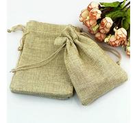 100pcs Natural Burlap Linen Jute Drawstring Gift Bag Sack Wedding Birthday Party Favors Drawstring Gift Bag Baby Shower