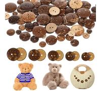 100pcs Natural Coconut Shell Buttons Sewing Buttons 2 Hole Big Button, 25/20/15/12.5/10mm Brown Wooden Button for Crafts Sewing, Shirt, Clothing Replacement Crochet Projects Decoration