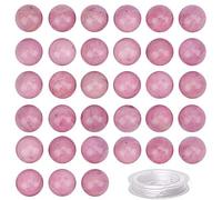 100Pcs Natural Crystal Beads Stone Gemstone Round Loose Energy Healing Beads with Free Crystal Stretch Cord for Jewelry Making (Rhodochrosite, 6MM)