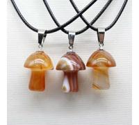 100pcs Natural Gem Stone Quartz Crystal Hand Carved Mushroom Pendant Necklace-agates