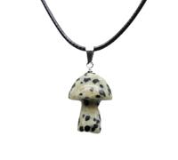 100pcs Natural Gem Stone Quartz Crystal Hand Carved Mushroom Pendant Necklace-dalamatian jasper