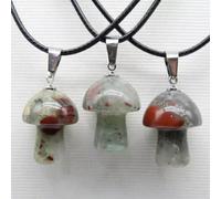 100pcs Natural Gem Stone Quartz Crystal Hand Carved Mushroom Pendant Necklace-Dragon Blood Jasper