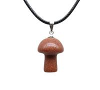 100pcs Natural Gem Stone Quartz Crystal Hand Carved Mushroom Pendant Necklace-gold sand stone