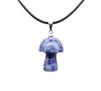 100pcs Natural Gem Stone Quartz Crystal Hand Carved Mushroom Pendant Necklace-sodalite