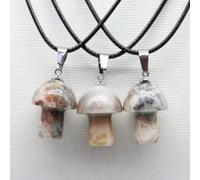100pcs Natural Gem Stone Quartz Crystal Hand Carved Mushroom Pendant Necklace-stone 6